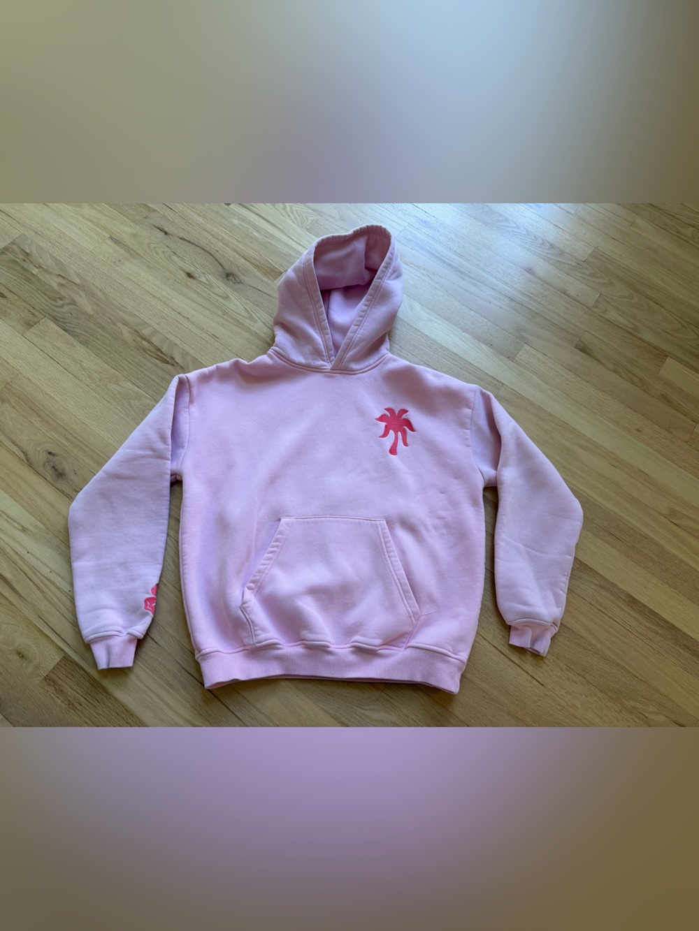 PINK Palm Puff Women's Pink Hoodie - Size S